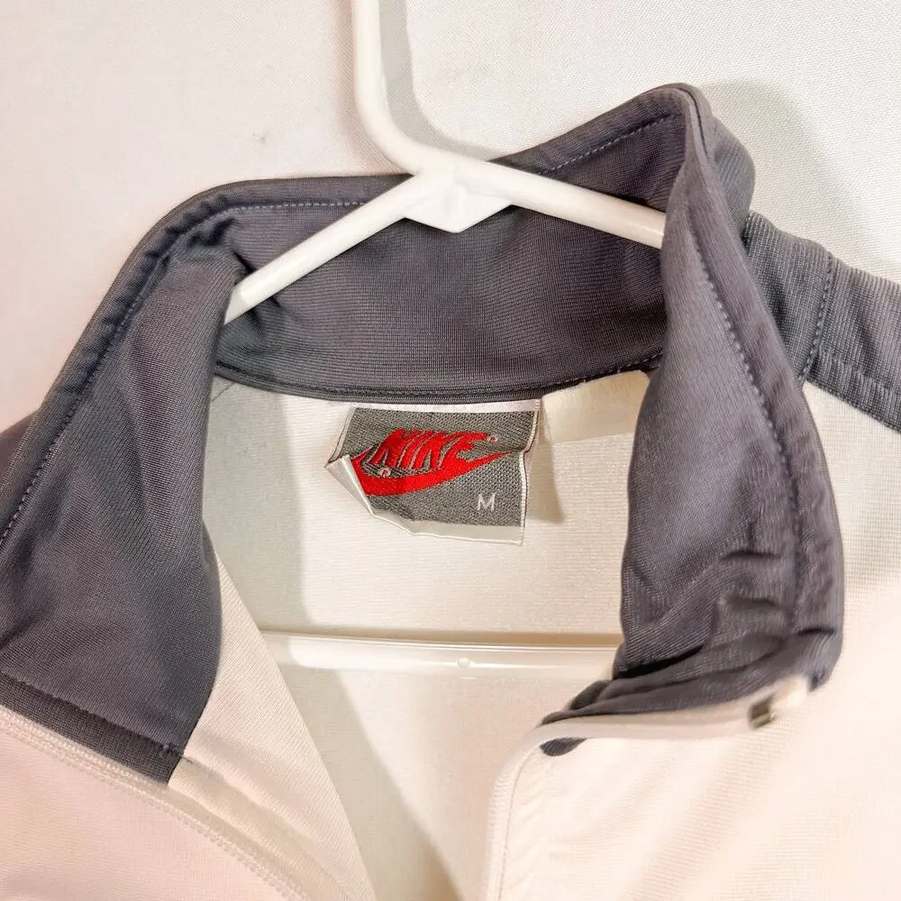 VINTAGE NIKE Tracksuit Bomber Jacket Colorblock White Grey … - Picture 6 of 6